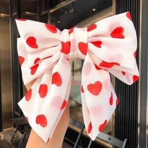 Oversized Hearts Bow French Barrette Hair Clip
